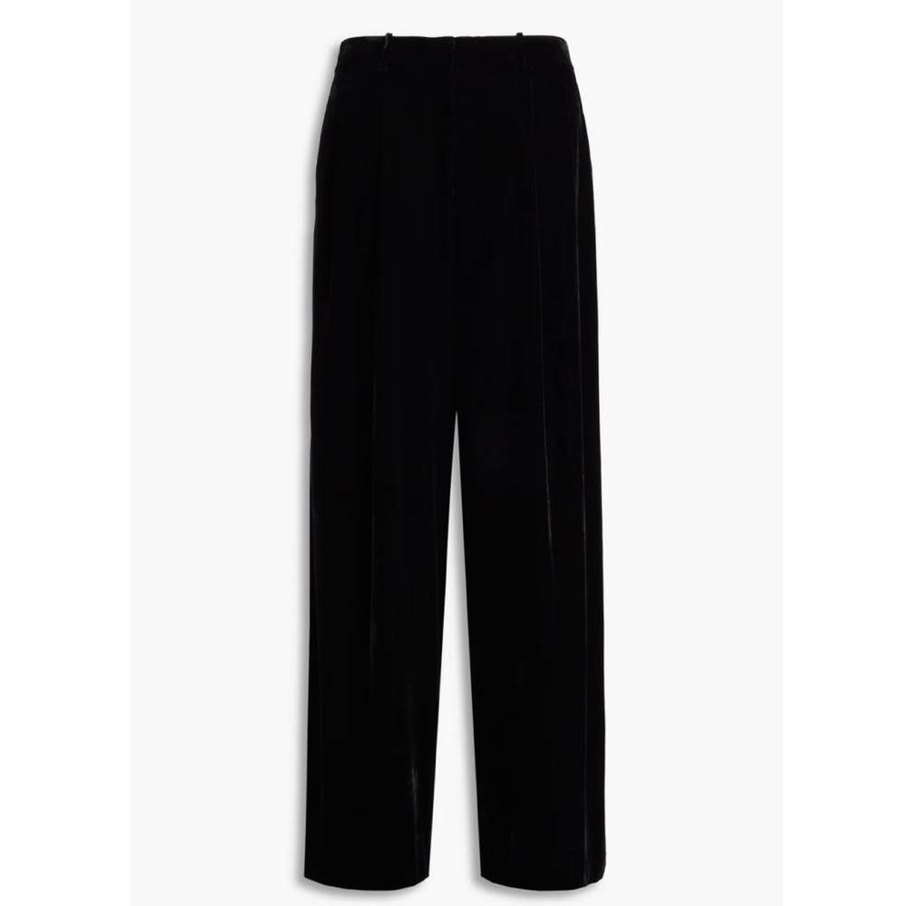 THEORY HW Pleat Pants Trousers in Black Luxe Velvet 2